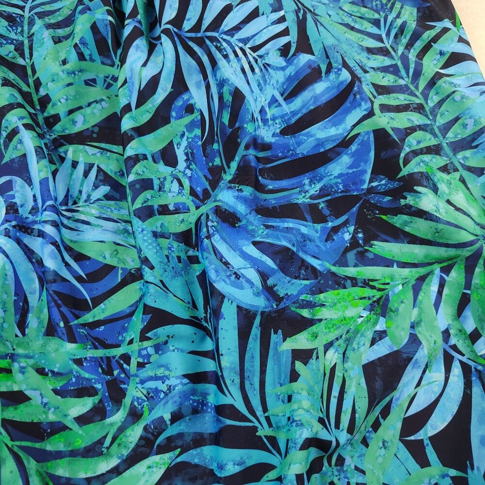Younique Soft Padded Scoop Neck Tankini Swim Top Blue Palm Leaf Sz XXL - Picture 7 of 11